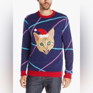 Blizzard Bay Men's Cat Ugly Christmas Sweater Light Up